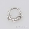 FLORAL ROSE VINE THORN LEAVES SEPTUM CLICKER RING 316L SURGICAL STEEL